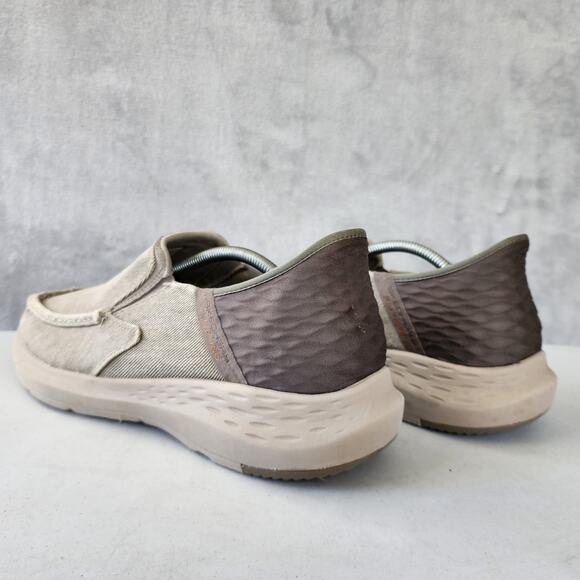 Skechers Shoes Mens 12 Canvas Comfort Slip Ins Parson Dewitt Taupe Hands Free - Picture 3 of 11